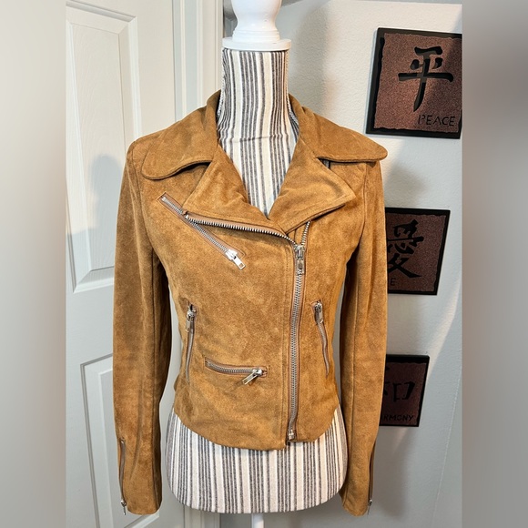 Lulu's NWOT Suede With Love Tan 4 Pockets Moto Jacket size Small - Picture 3 of 11